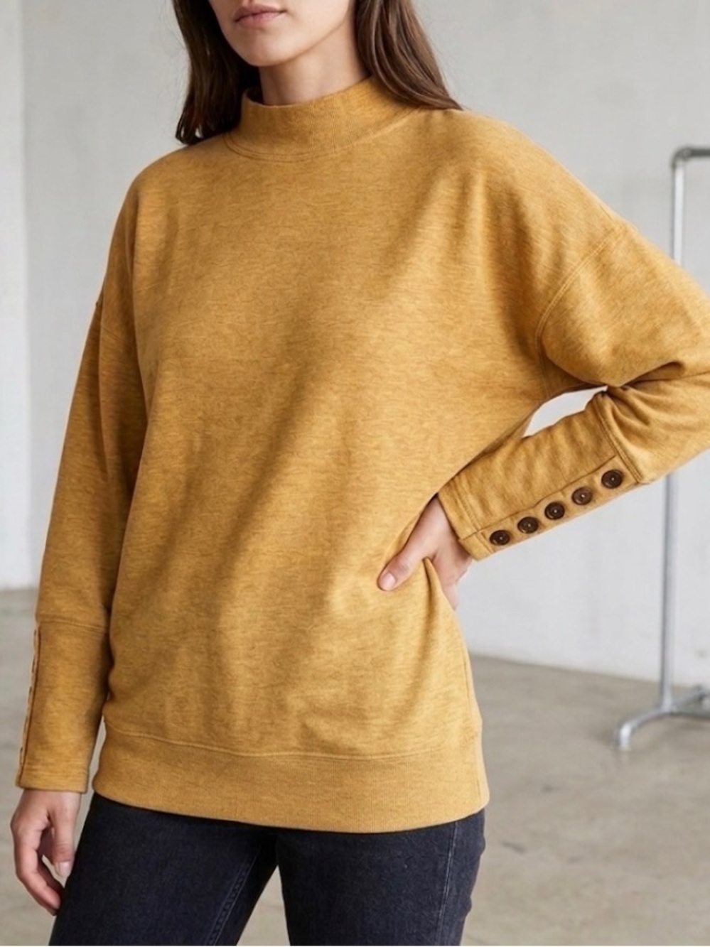 Cleo Women's Golden Mock Neck Top
